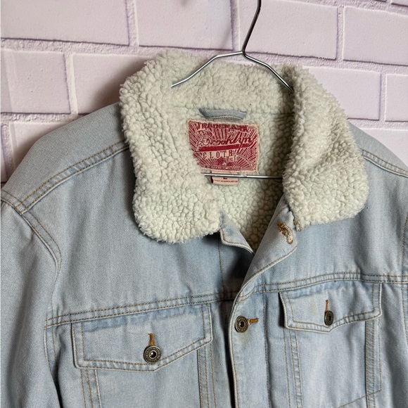 Brooklyn Cloth Sherpa-Lined Denim Jacket Light Wash Size L - Picture 7 of 13